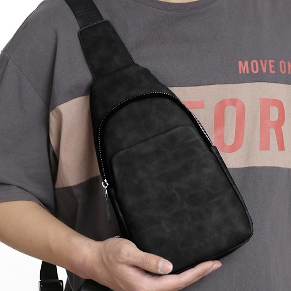 Herr Slung Bröstväska - Mode Casual Axel Bröstväska - PU Läder Herrväska black