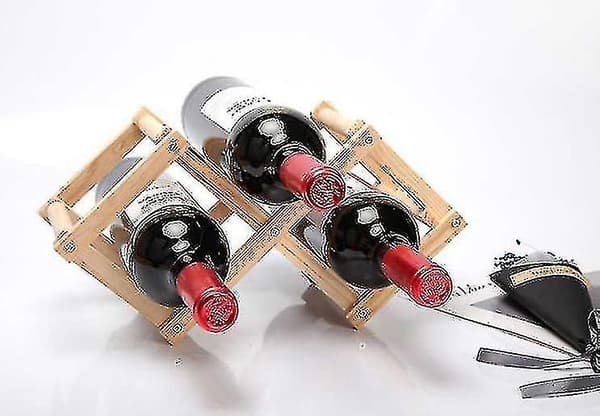 Vinstativ i tre, stablebare vinkjellerstativ, stativholder displayhylle white 5 Bottle