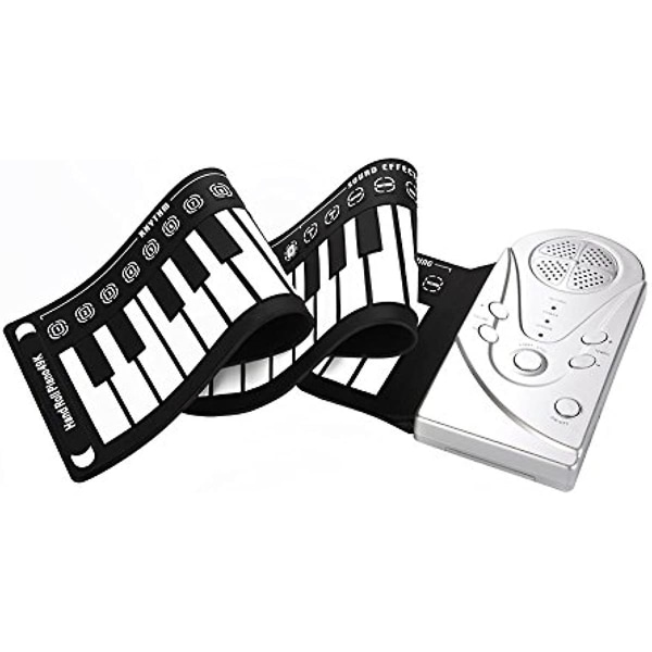 Vikbar elektronisk tangentbord Hand Roll Up Piano Portable 49 tangenter för barn Barn nybörjare Black