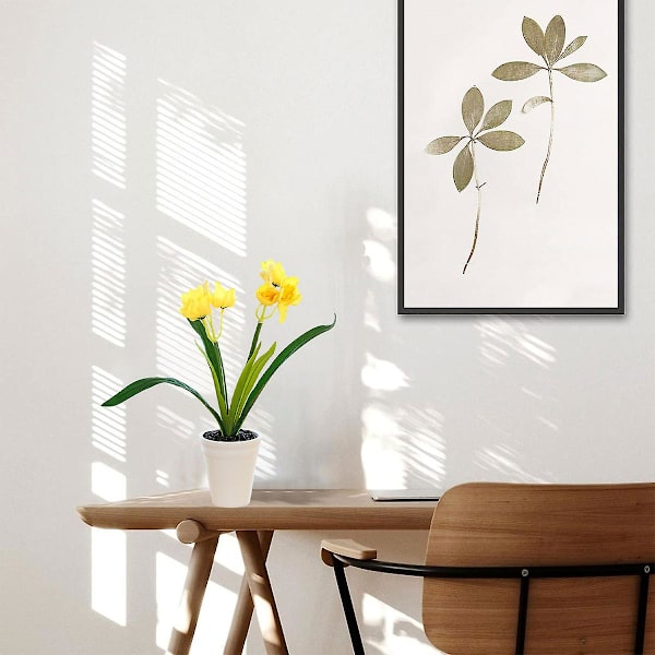 Tvåhövdad Narcissus Liten Bonsai Kreativa Prydnader Simulering Blomdekorationer Konstgjord Simulering Blom Grön Växtkrukor yellow
