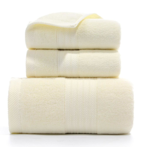 Handdukar 3-delad handduksset, 1 badlakan, 2 tvättlappar, ringspunnen bomull mycket absorberande handdukar (blå) Beige