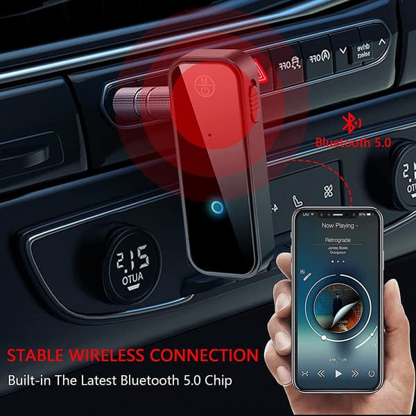 Bil Bluetooth 5.0 Mottaker, Bil Bluetooth Jack Auxiliary 3.5mm Jack Trådløs Bærbar Lydadapter Bil