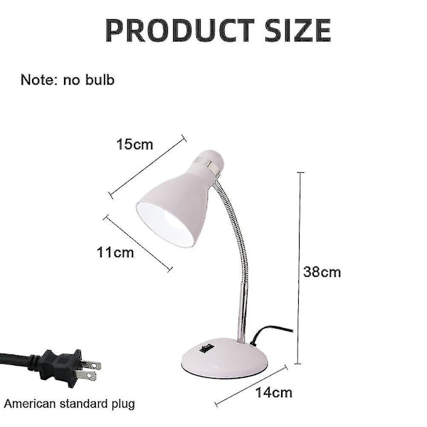Bordlampe Skrivebordslampe Med Fleksibel Justerbar Studielampe Med Tænd/Sluk-knap