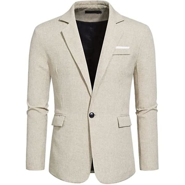 Herre Casual Blazere Slim Fit Jakkesæt Jakker Stilfuld Hakket Revers Blazer Khaki M