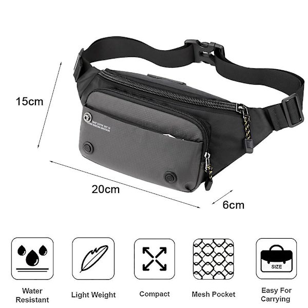 Uusi monikäyttöinen ulkoilulaukku rento miesten rintalaukku muoti crossbody-laukku grey