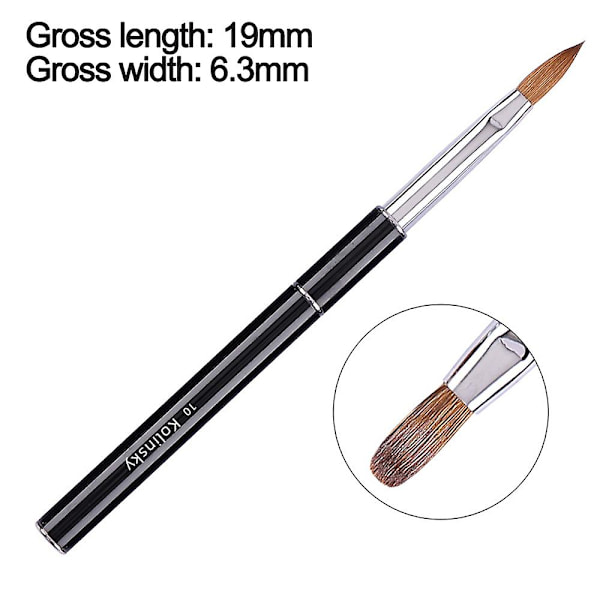Svart metalldesign Kolinsky Sable Akrylpensel för nagelkonst Manikyr Diy Salong & Hemverktyg 10