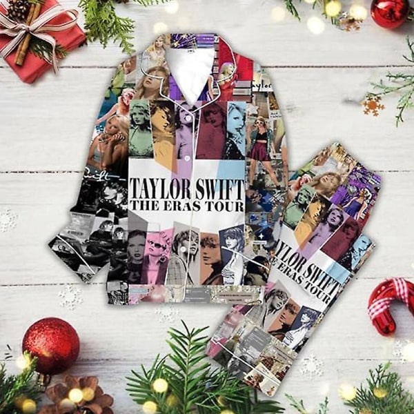 Naisten jouluinen pyjamasetti, Taylor-pyjamat napitettava yöasu style 4 M