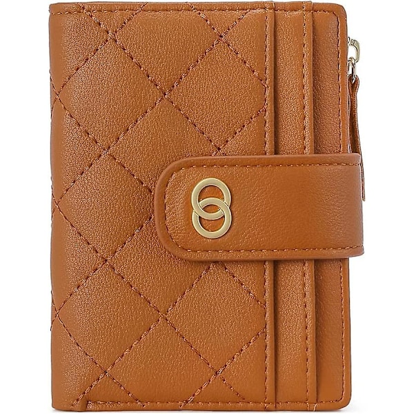 Myke Små Lommebøker i Skinn for Kvinner Bifold Dameorganisator Kredittkortholdere med Myntlomme Clutch Brun
