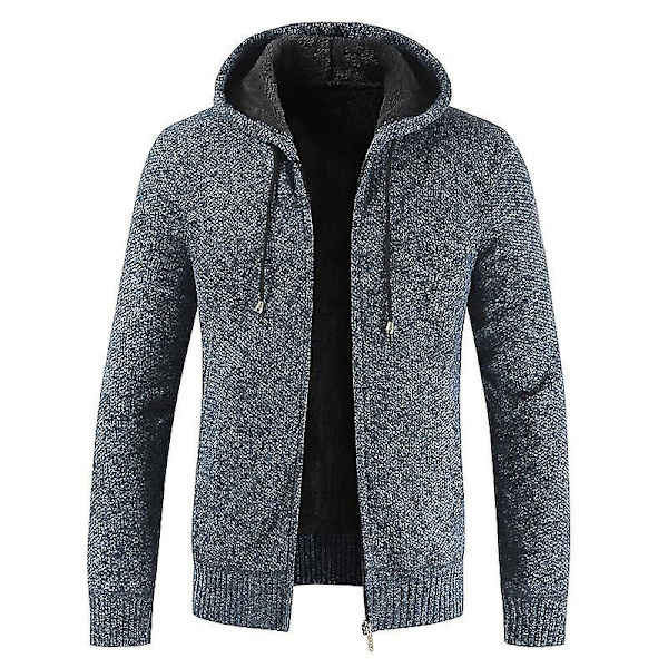 Herre Casual Strik Hættetrøjer Lynlås Hætte Fleece Langærmet Sweatshirt Vinter Opvarmning 4XL Wine Red