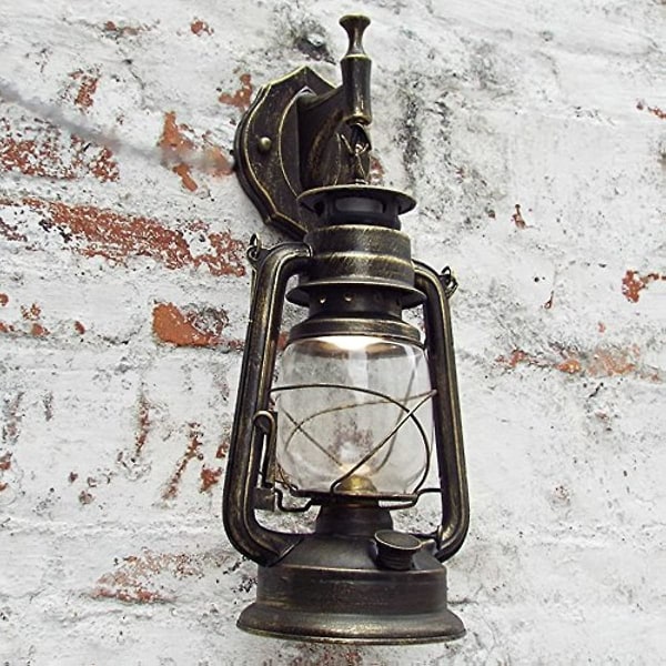 Bcyhh Vägglampa Vintage Rustik Klassisk Industriell Vägglampa Smidesjärnslykta 1 X E27 220 V Retro Metall Kreativ Lampa Väggljusväg Ljus nära