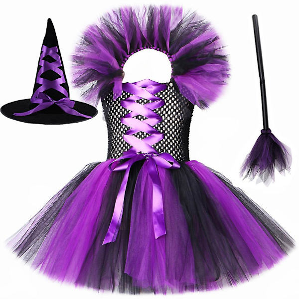 Tutu Heksekostyme for Jenter, Halloween Karneval Kostyme 3pcs 4T 5T