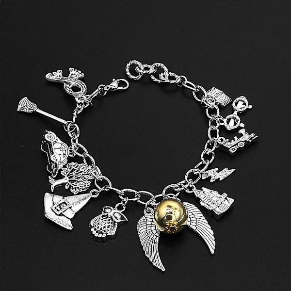Harry Potter-armband i legering med gyllene kvick i kombination med berlockarmband