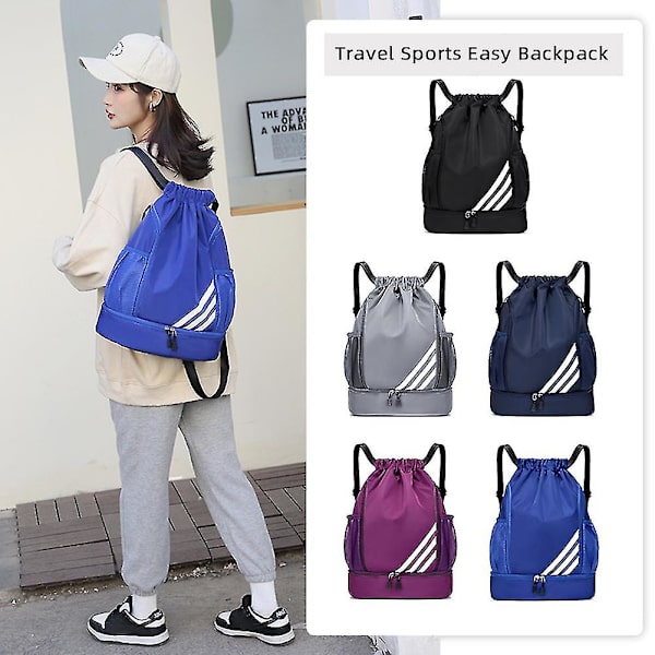 Nylon Basketboll Fitness Väska Justerbar Axelrem Resväska Förstärkt Resväska Dark Blue