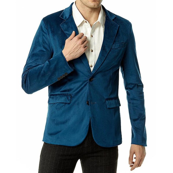 Miesten Slim Fit Kevyt Takki, Kaksi Napin Liikepuku Blazer Blue M