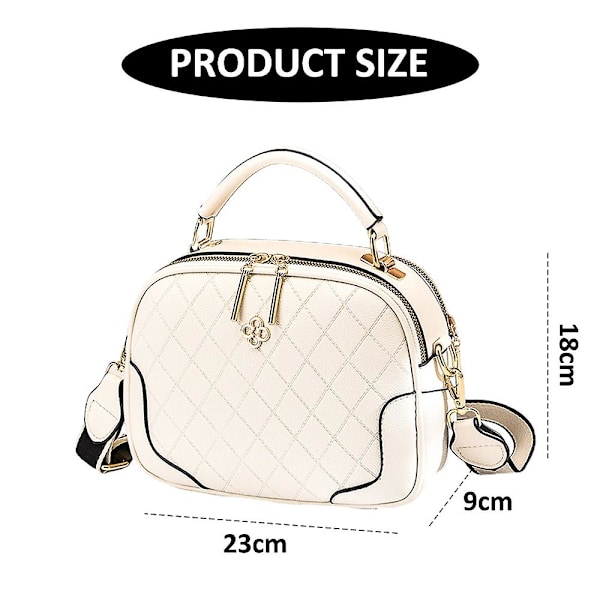 Ny Enkel Ternet Dame Lille Firkantet Taske Kunstlæder Hånd Bill Skuldertaske Crossbody Taske creamy white