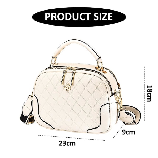 Uusi yksinkertainen ruudullinen naisten pieni neliölaukku keinonahkaa käsilaukku olkalaukku crossbody-laukku creamy white