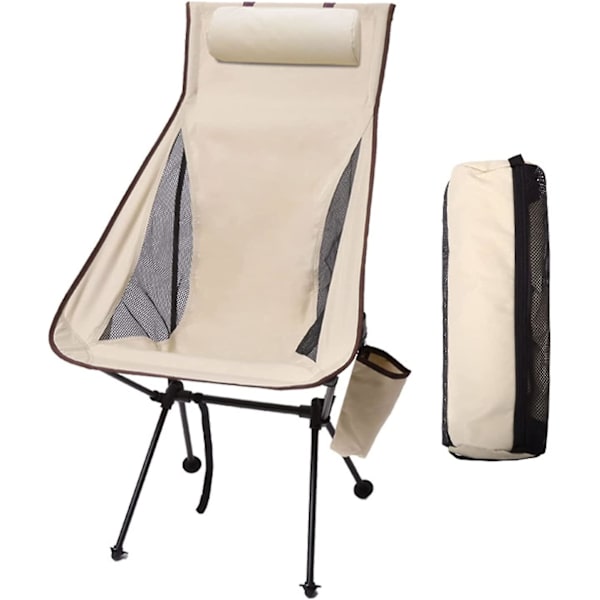 Foldbar Campingstol Ultralet Bærbar Åndbar Aluminiumlegeringsramme Stol Til Fiskeri, Camping, Picnic, Fiskeri Og Andre Udendørs Aktiviteter beige