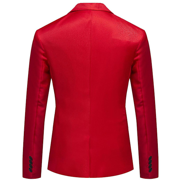 Herr Business Casual En Knapp Slå Revers Enfärgad Blazer Kostymjacka Red L