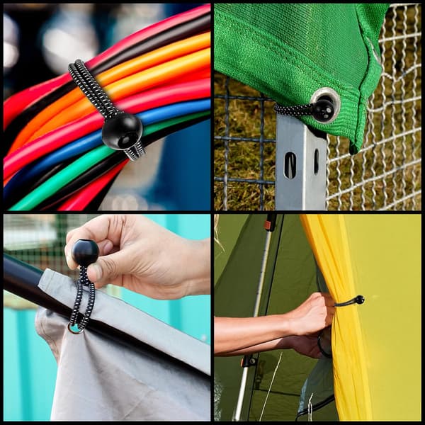 Belle Vous 50-pack svarta och hållbara gummiband med bollar - 2 storlekar - Elastiska bindningsrep