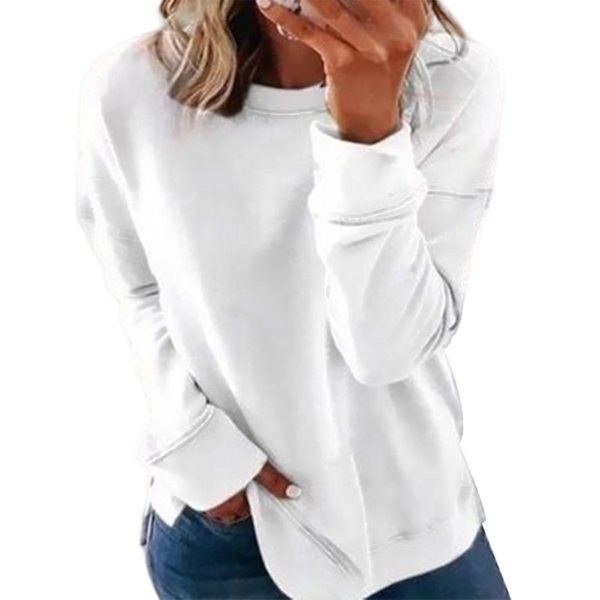 Dame 2022 Efterår Vinter Hættetrøje Tyk Sweatshirt Dame Toppe Løs Afslappet Rund 2XL White