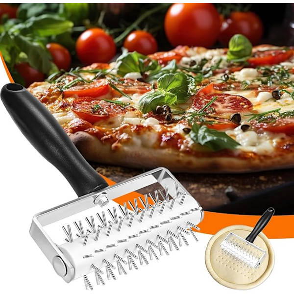 Pizza Deg Roller, Dough Docker Roller för Pizza,Spiked Roller Pizza Deg Docker - Bakverksrulle, baktillbehör