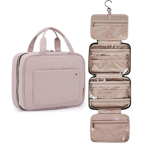Toalettväska Resväska med hängkrok Vattentät Smink Kosmetikväska Organizer för tillbehör Medium Baby Pink