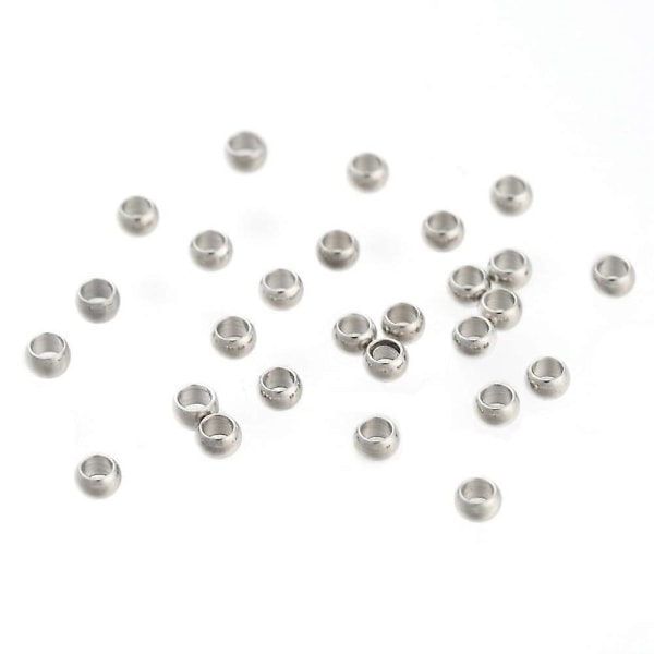 100 st 304 Rostfritt Stål Distanspärlor Rondelle Rostfritt Stål Färg 2,5x1,5 mm Hål: 1~1,5 mm