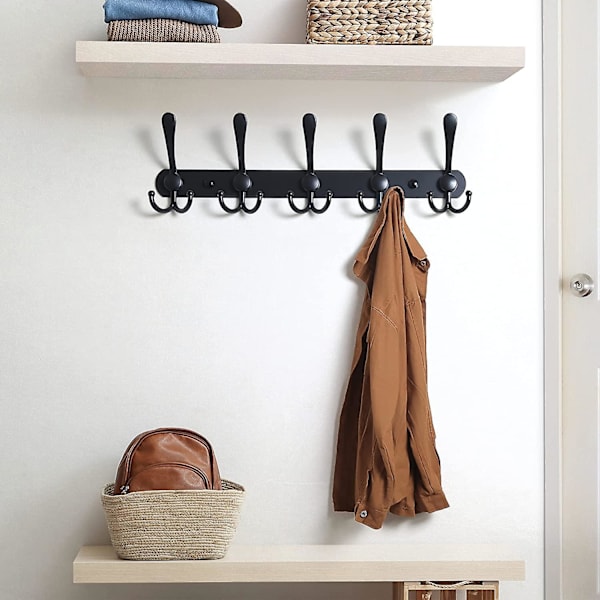 Klädkrokar, Klädhängare, Klädkrokar Väggmonterade, Stål Klädkrokar Rack, Klädkrok, Vägg Klädhängare (svart 2st)