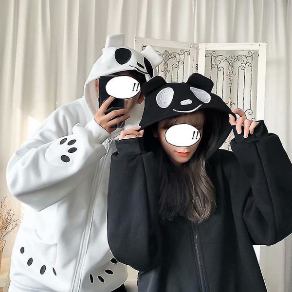 Panda Huvtröja Casual Parutstyrsel För Män Kvinnor Hållbar För Vinter Höst L Black