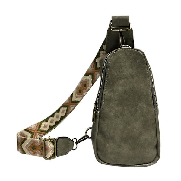 Dam PU Läder Slungväska Bärbar Retro Crossbody Väska Vintage Dragkedja Bröstväska Gray