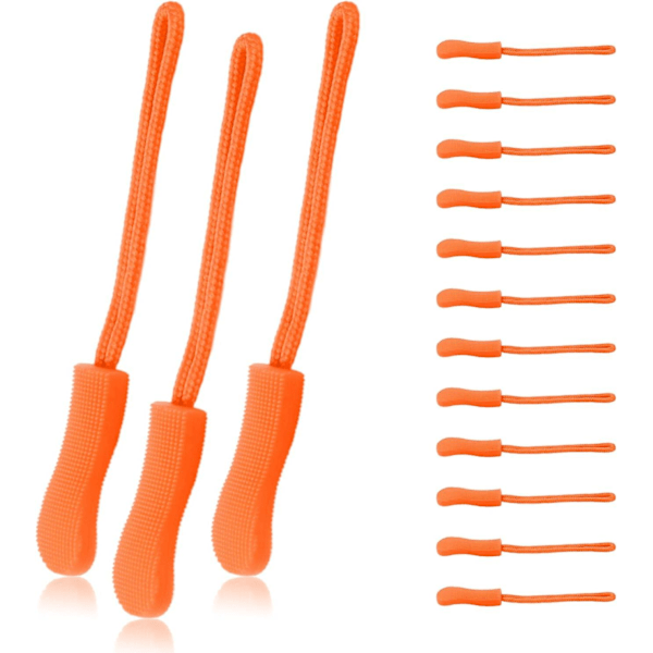 12-pack dragkedjor förlängare ersättning dragkedja dragkedja i nylon för utomhustält, canvasryggsäck, kudde, sadelväskor, bagage - orange