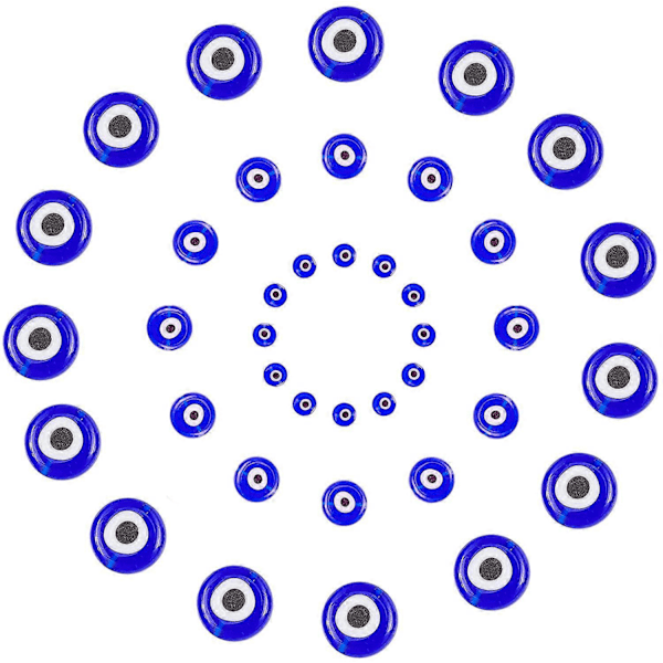 1 Ask 90 st Evil Eye Pärlor 3 Stilar Lampwork Glaspärlor Platta Runda Distanspärlor för Smyckestillverkning