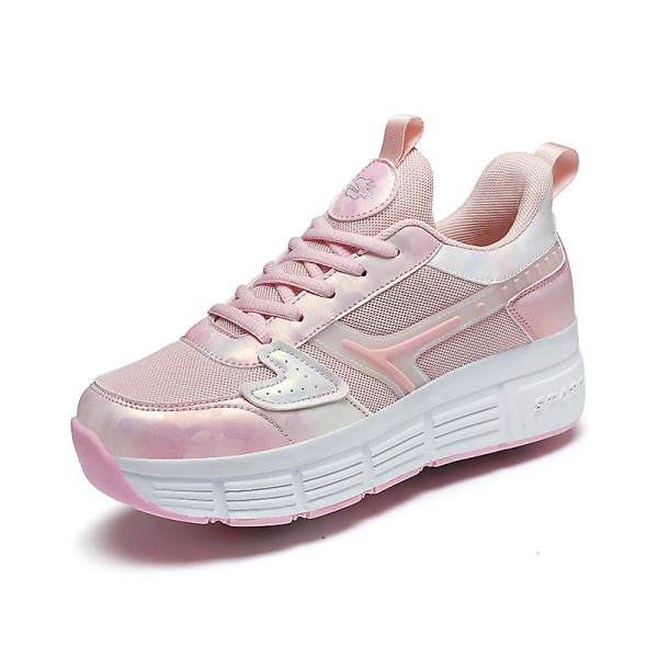 Pojkar Flickor Sneakers Dubbelhjulsskor Led Light Skor 3F908 Pink EU 37