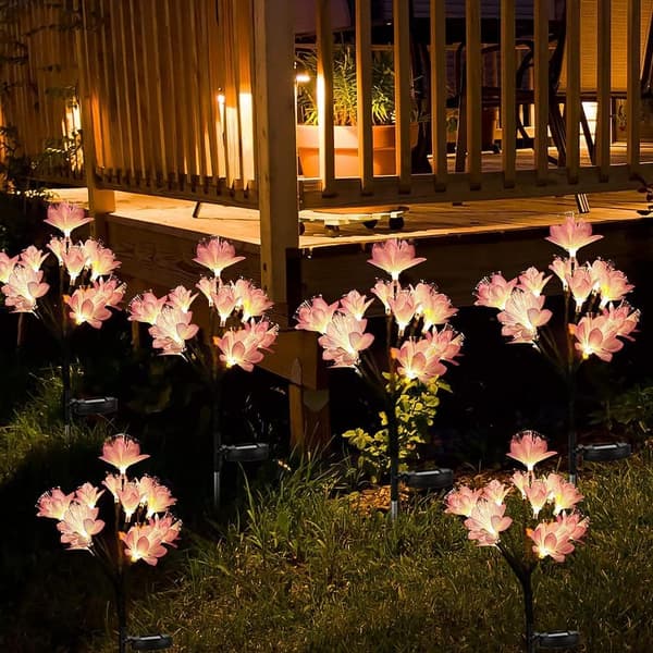 Solcelle Blomster Lys Udendørs Dekoration, 2 stk. Have Lys Solcelle