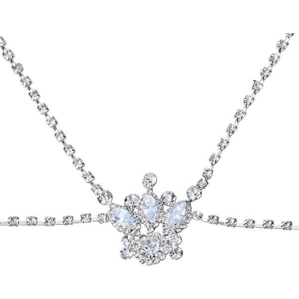Cz Lång Halsband. Rhinestone Bar Y Lariat Halsband Silver Tone För Kvinnor Födelsedag Style3