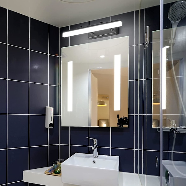 LED Spejllys 40cm, Badeværelse Væglampe 585lm 9w 6000k, IP44 LED, Justerbar (sort 40cm) [Energiklasse F]