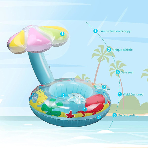 Babysits i poolen, baby simring, uppblåsbar simring, baby pool float för barn 6-36 månader, simutrustning för barn