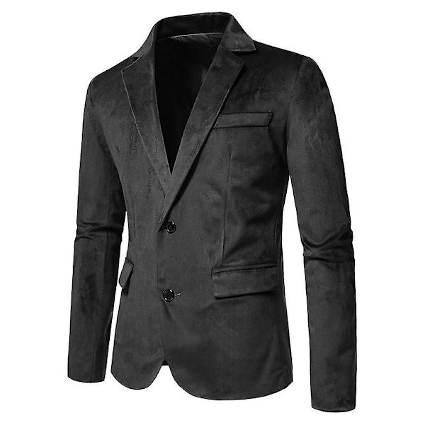 Miesten rento bleiseri, kaksipainikkeinen slim fit -urheilutakki Black S