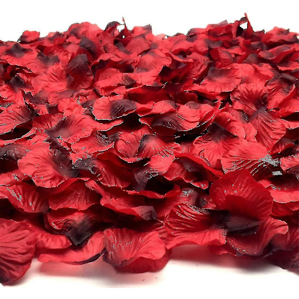 1200 stjälkrosblad, röda sidenkonstgjorda rosor blomblad konfetti för bröllop