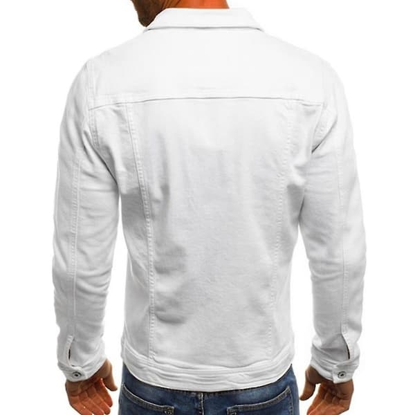Herr Denim Slim Jackor Jackor Solid Långärmad 2 Framfickor Rock För Höst Ny 2XL D