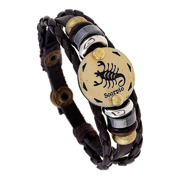 12 stjärnbilder män kvinnor flätade armband manschett Läderlegering Vintage stjärntecken Capricorn