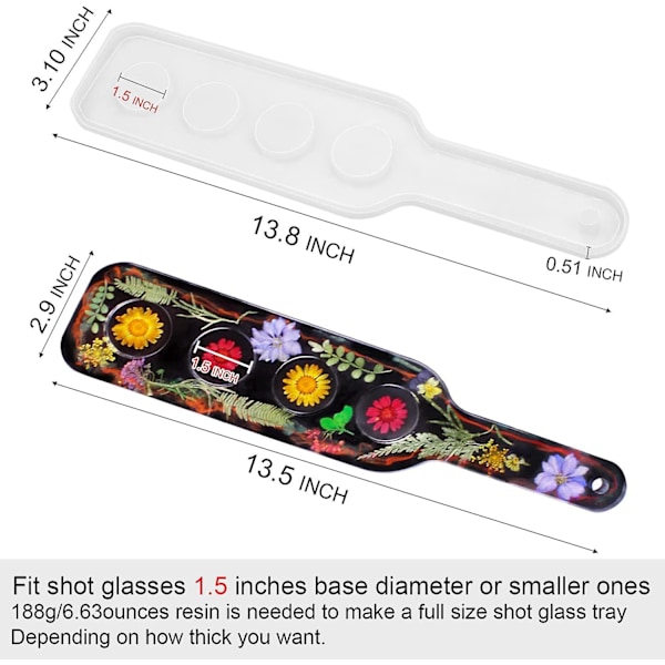 Shotglassservbricka Form, Shotglassshållare Form för Resin, 4 Hål Shotglassservbricka Resin Form, för Fest Heminredning
