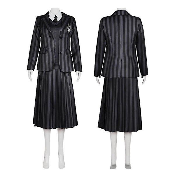Skoleuniform Cosplay Kostyme Jakke Kjole Halloween Antrekk Barn Voksen Black 2 130