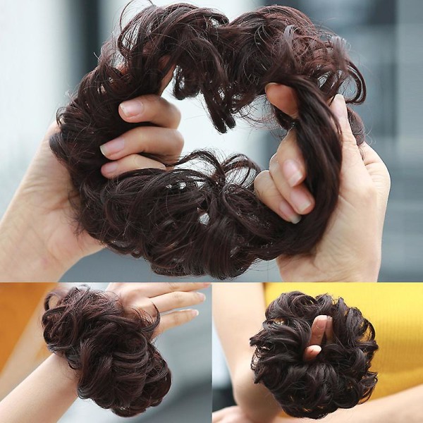 1 stk. Hårdel med elastisk bånd, stor knute-hårdel blondt krøllete hår scrunchie med håroppsats hårforlengelse rotete knute-hårdeler for kvinner jenter 1B