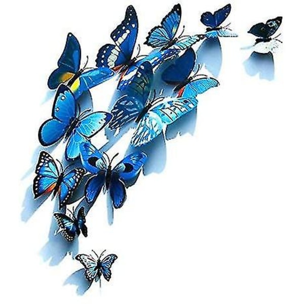 72 st 3d-fjärilar, väggdekor, klistermärken, hållbara fjärilsdekorationer i plast (12 , 12 färger, 12 gröna, 12 gula, 12 rosa, 12 röda)
