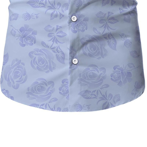 Herre Blomstret Bomulds Kortærmet Hawaiiskjorte med Knapper Blue XL