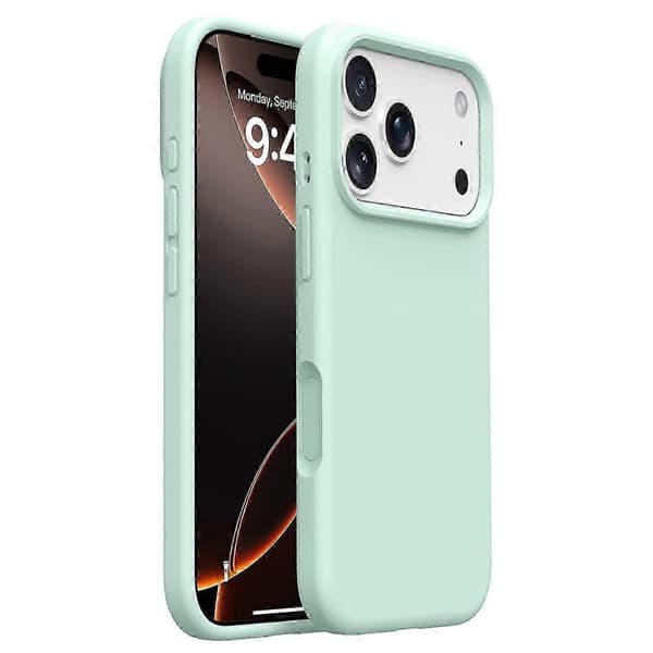 Til iPhone 17 Pro Max Cover Blødt Mikrofiberfor Flydende Silikone + PC Telefoncover Light Green