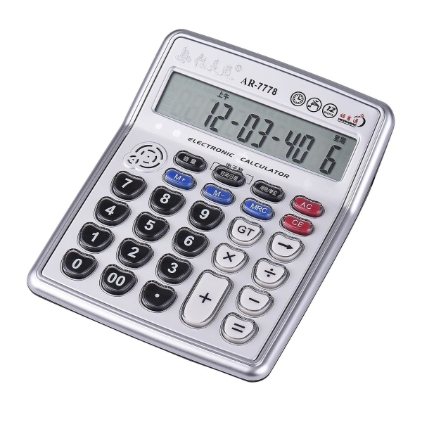 Miniräknare 12-siffrig LCD-skärm Elektronisk miniräknare Räknare Stora  knappar Tid Datum Visa 5f28 | Fyndiq
