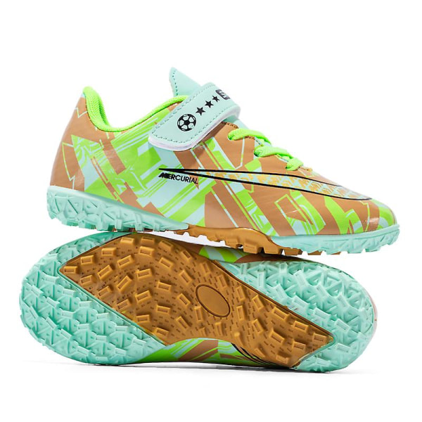 Fotballsko for barn og voksne, høye ankelstøvler, gressbane trening, sportssko sneakers 3B2302 Green 38