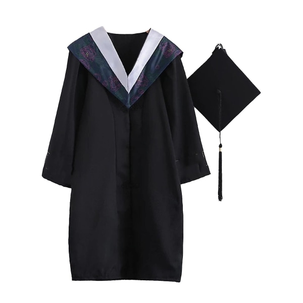 2021 Voksen Graduation Gown Lang Erme Universitet Akademisk Kjole Glidelås Lukking Plus Størrelse Graduation Gown Robe Mortarboard-cap B Silver Gray XXL